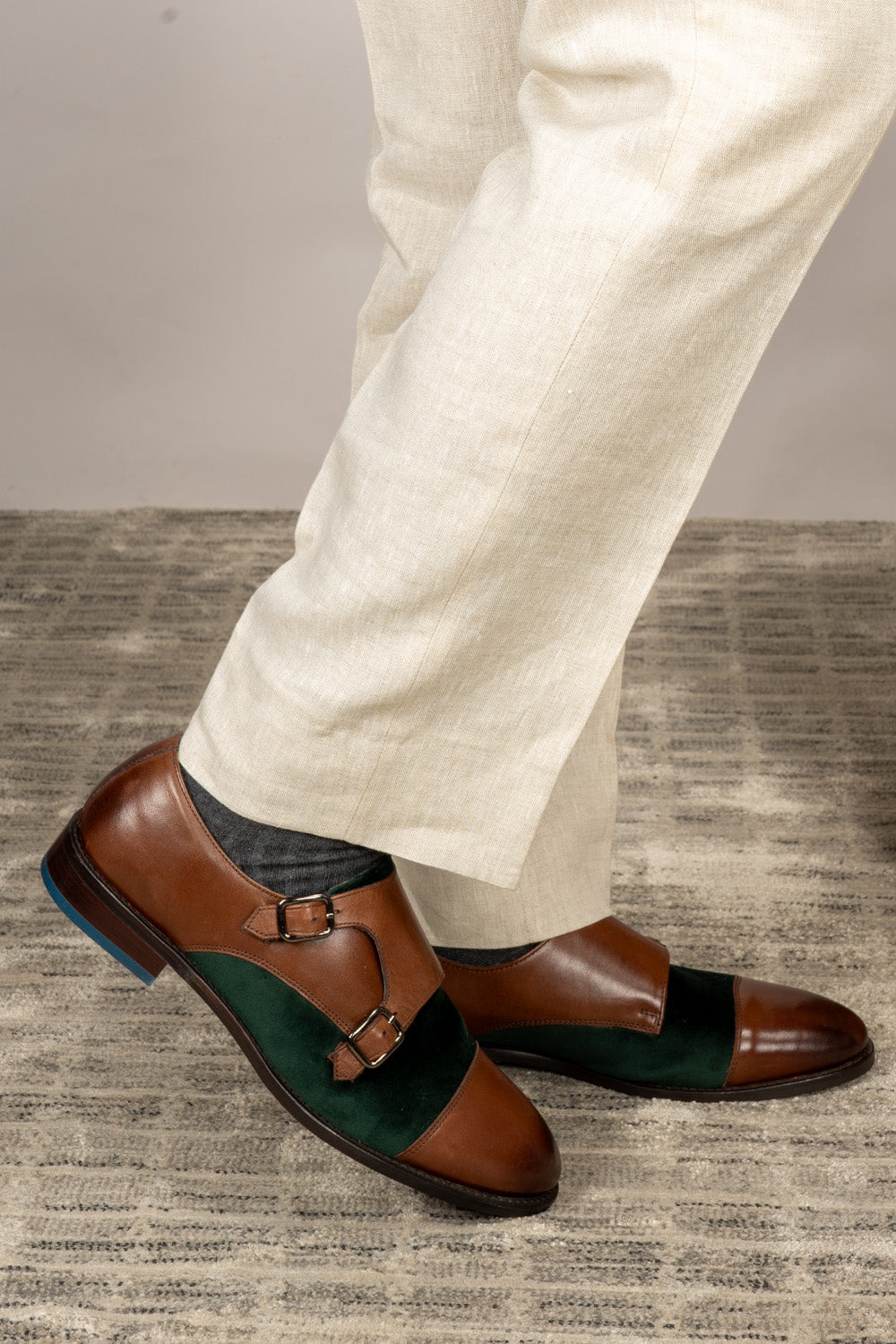 Oscar brown green monk leather shoes | Oswin Hyde