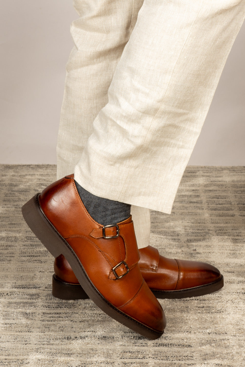 Garson tan monk brogue shoes | Oswin Hyde