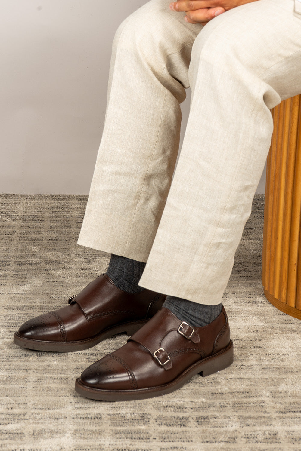 Shelby Brown Brogue Monk Shoes | Oswin Hyde