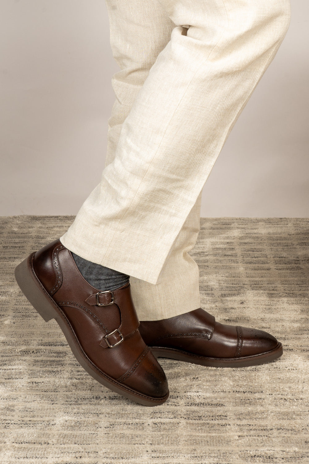 Shelby Brown Brogue Monk Shoes | Oswin Hyde