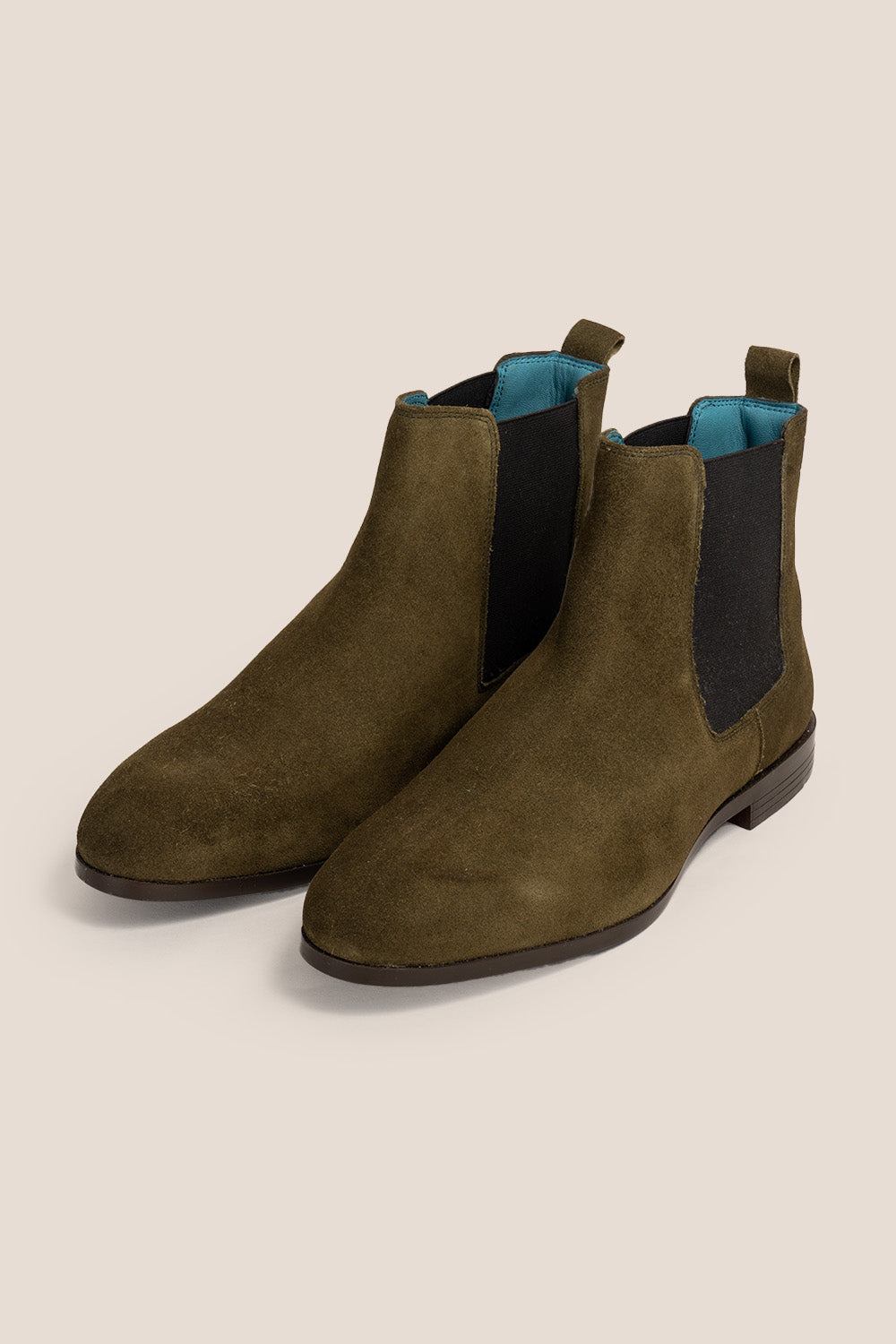 Men's smart green leather Chelsea boots 