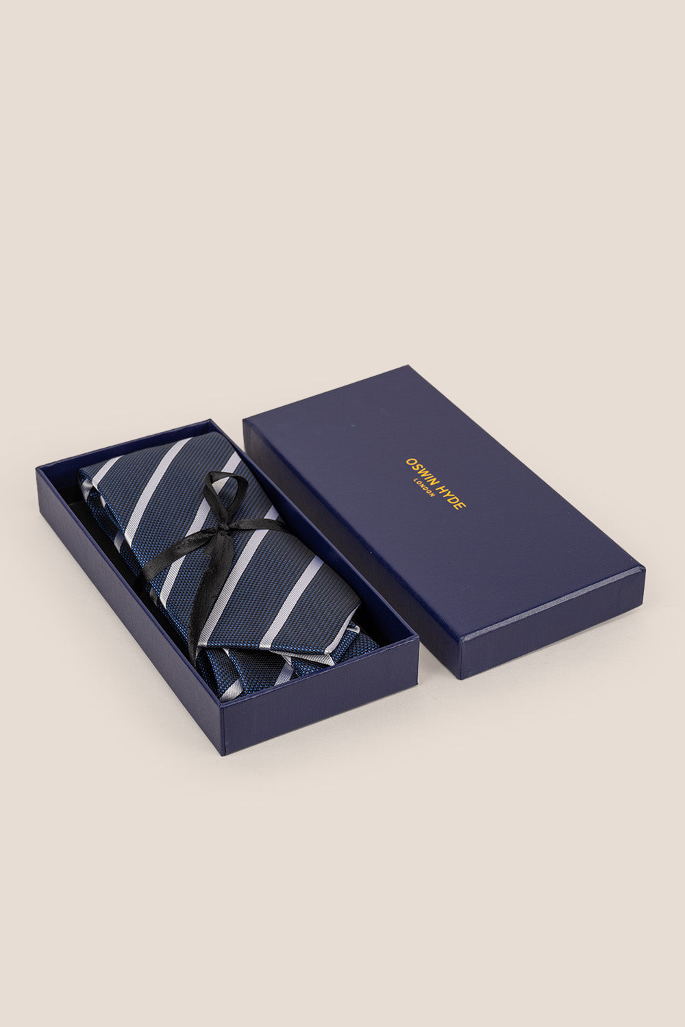 STRIPE NAVY WHITE TIE FROM OSWIN HYDE