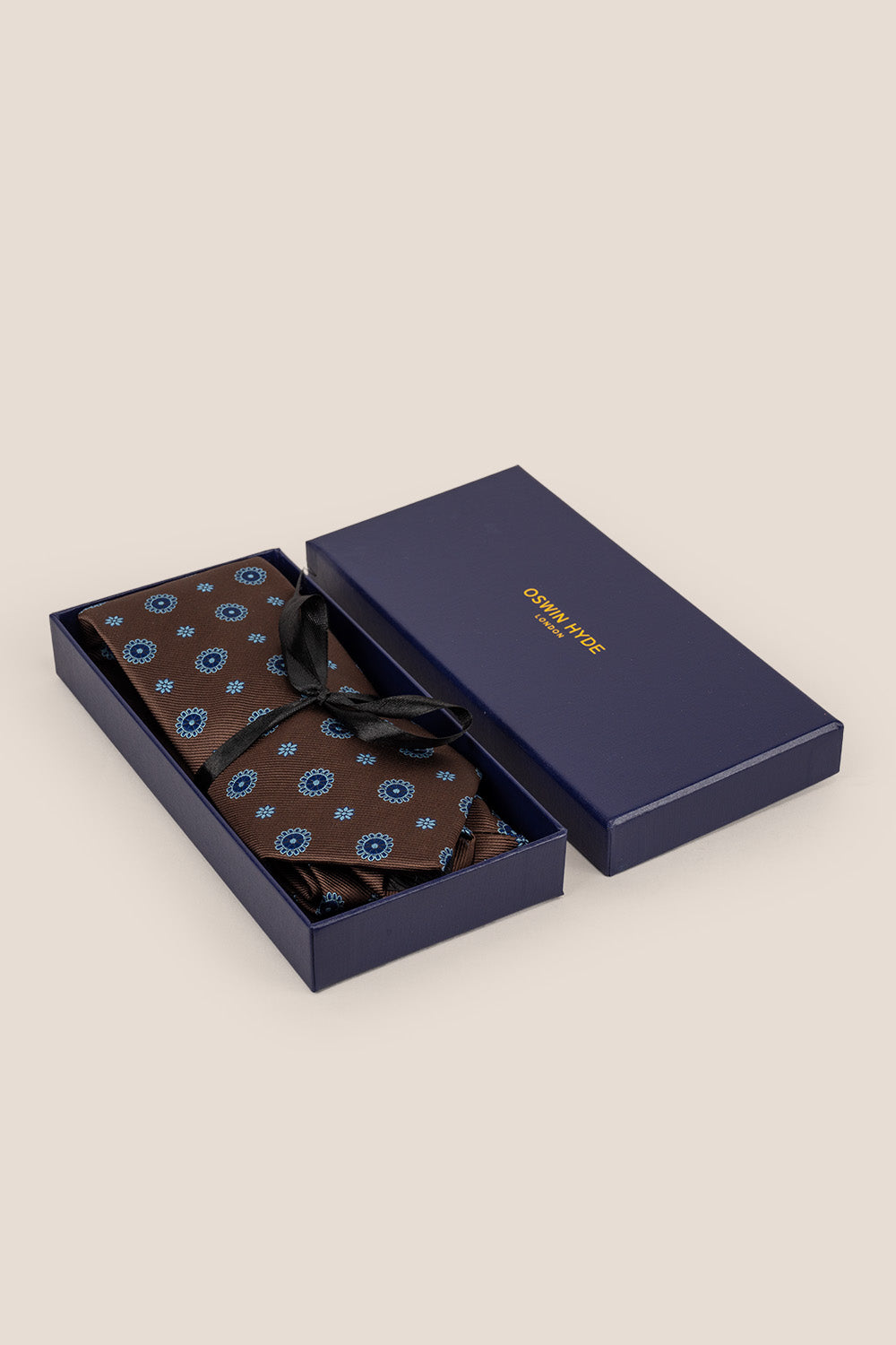 GEOMETRIC BROWN BLUE TIE FROM OSWIN HYDE