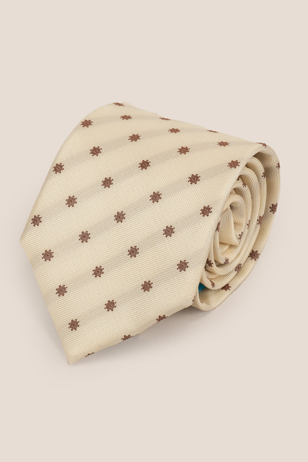 CLASSIC FLORAL CREAM BROWN TIE FROM OSWIN HYDE