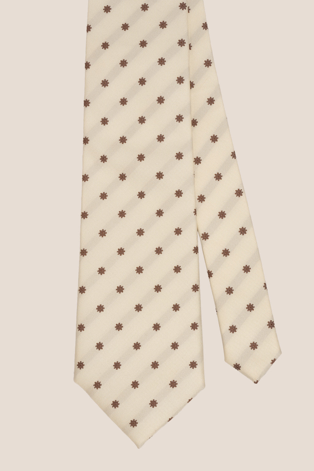 CLASSIC FLORAL CREAM BROWN TIE FROM OSWIN HYDE