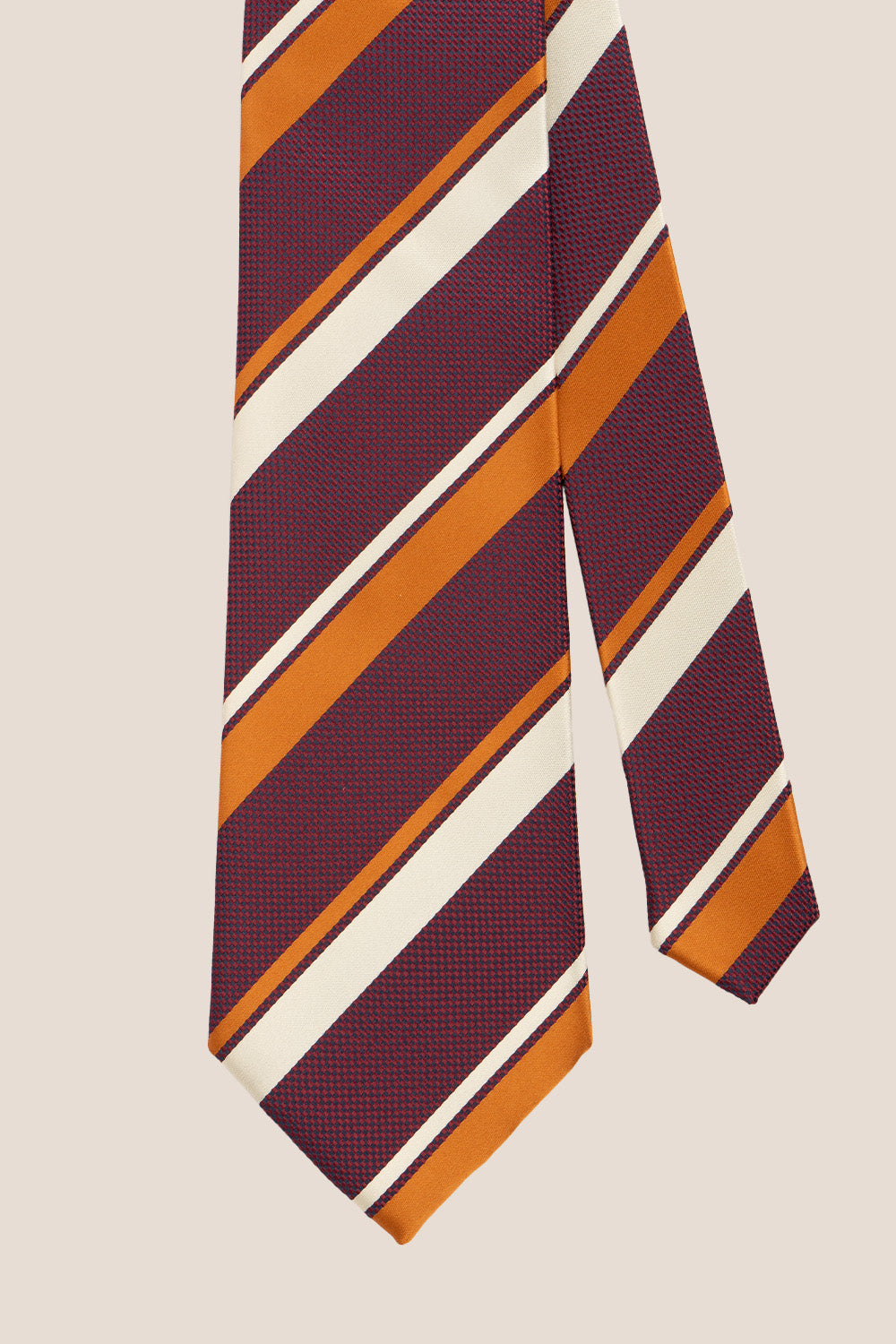 BROAD STRIPE RED WHITE ORANGE TIE FROM OSWIN HYDE